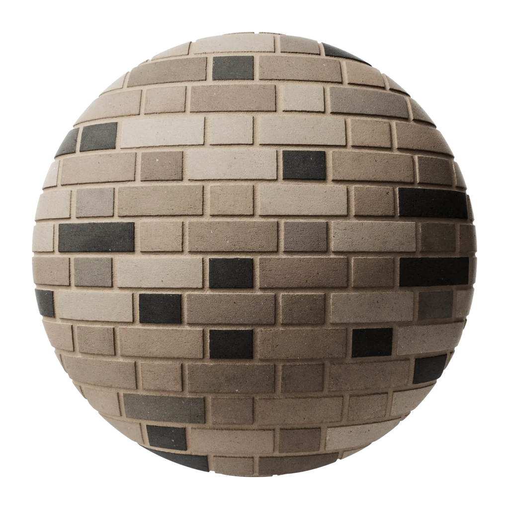 Slate Accent Architectural Flemish Bond Brick PBR Texture - Sphere Swatch Preview | Superellipse