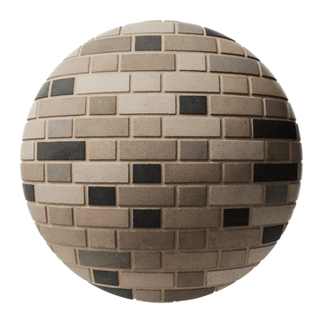 Slate Accent Architectural Flemish Bond Brick PBR Texture - Sphere Swatch Preview | Superellipse