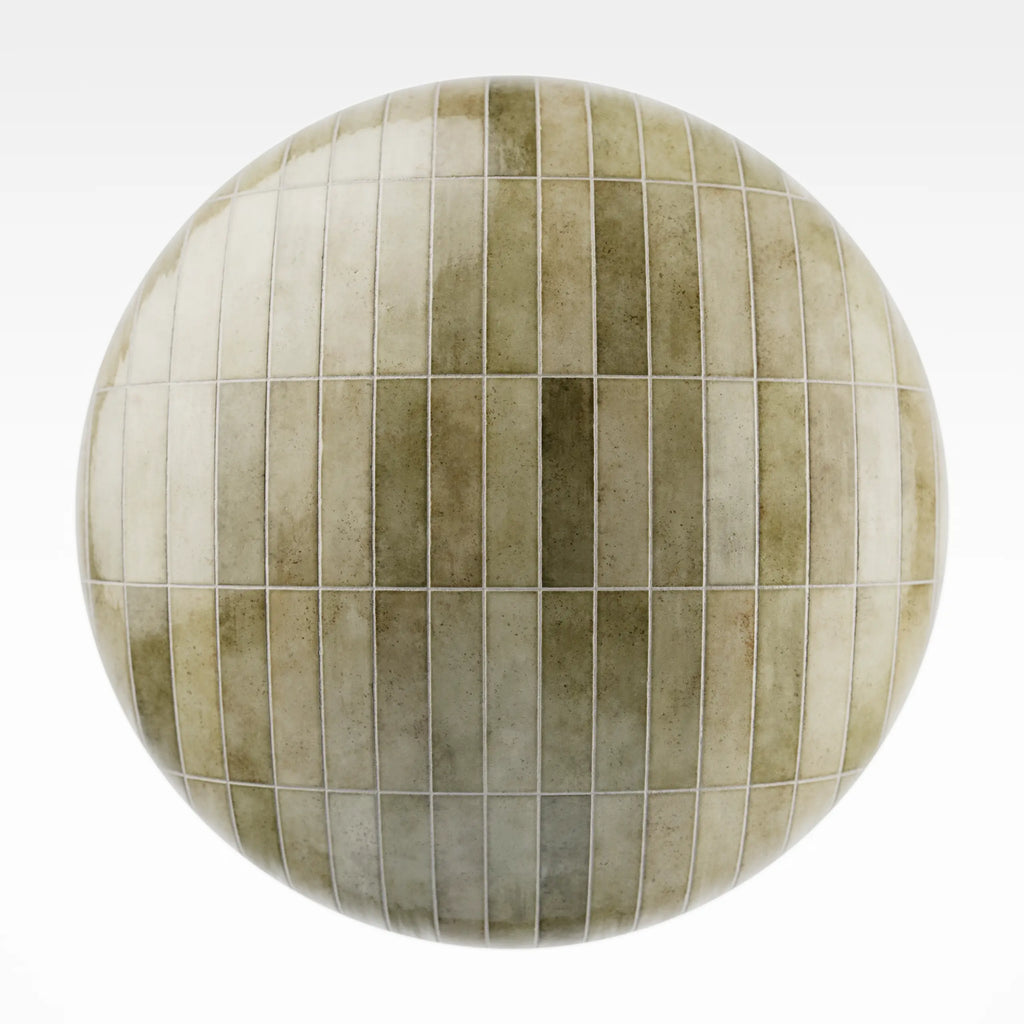 Hoxton Olive Garden Stacked Tile PBR Texture - Sphere Swatch Preview | Superellipse