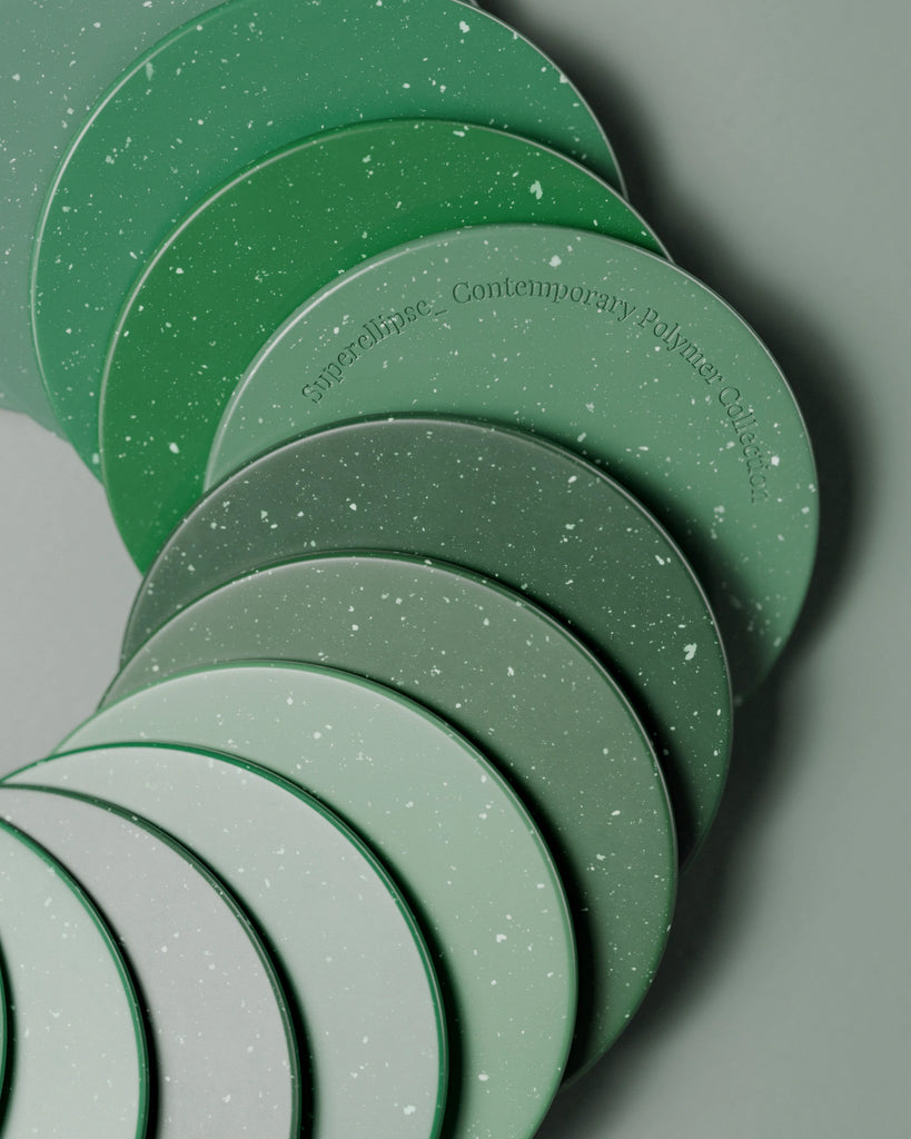 Vibrant Green Terrazzo Plastic Small PBR Texture - Example Scene Visualization | Superellipse