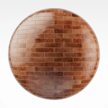 Zellige Coral Brickbond Ceramic Tile PBR Texture - Sphere Swatch Preview | Superellipse