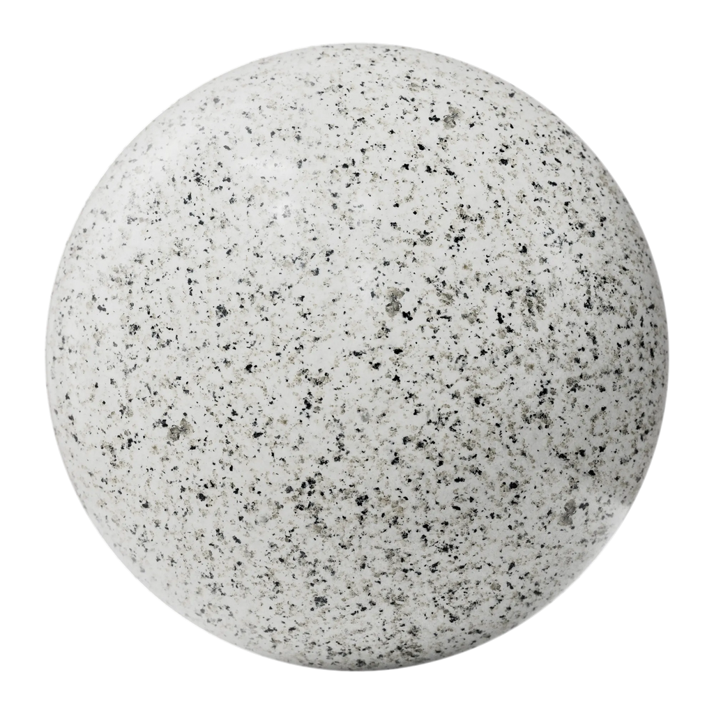Siberian Sky Polished White Granite Slab PBR Texture - Sphere Swatch Preview | Superellipse