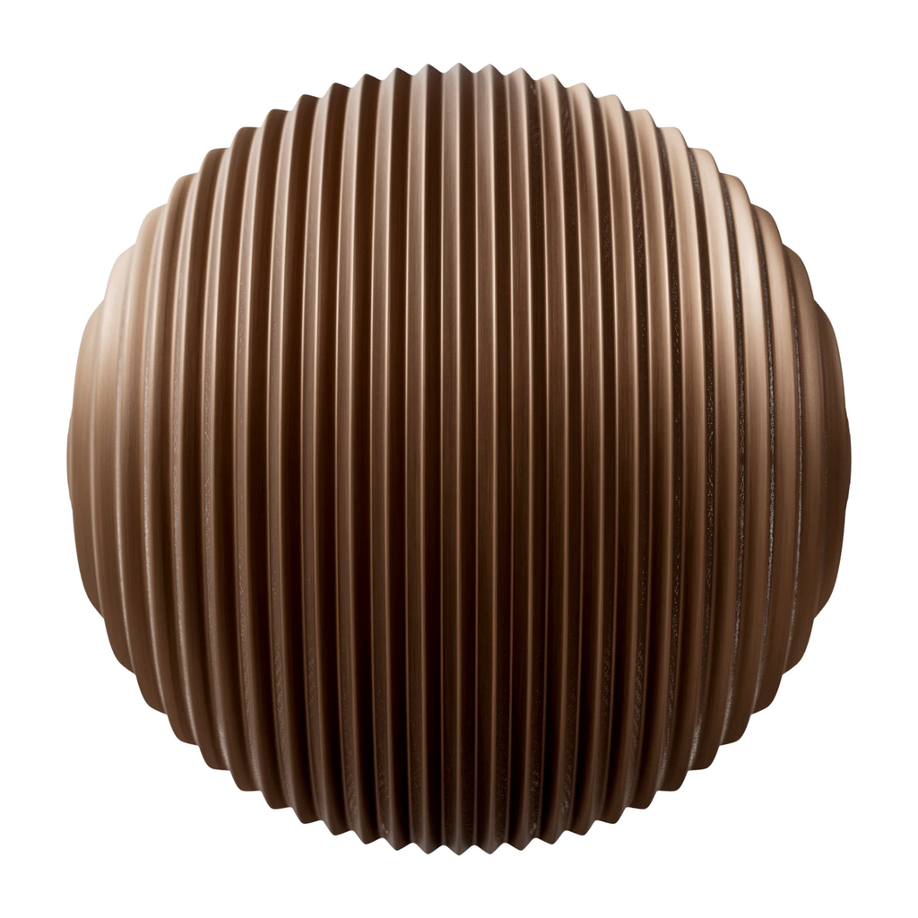 Pleated Copper Metal 3D Panel PBR Texture - Sphere Swatch Preview | Superellipse