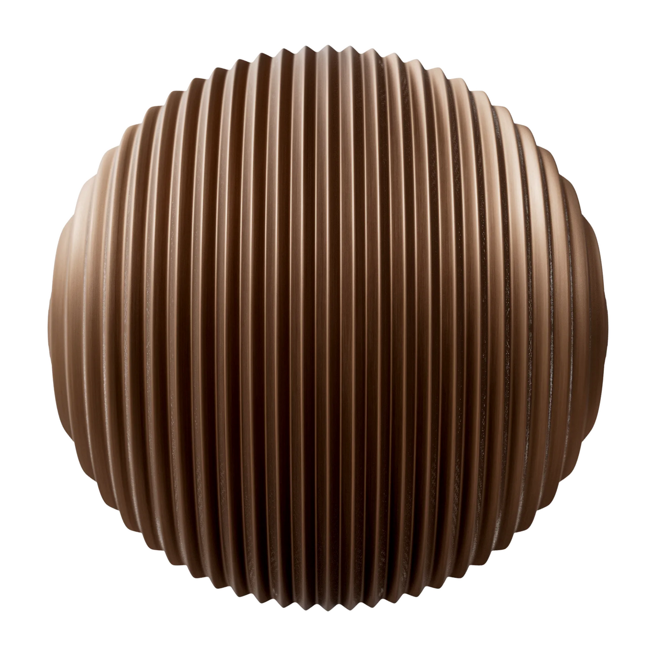 Pleated Copper Metal 3D Panel PBR Texture - Sphere Swatch Preview | Superellipse