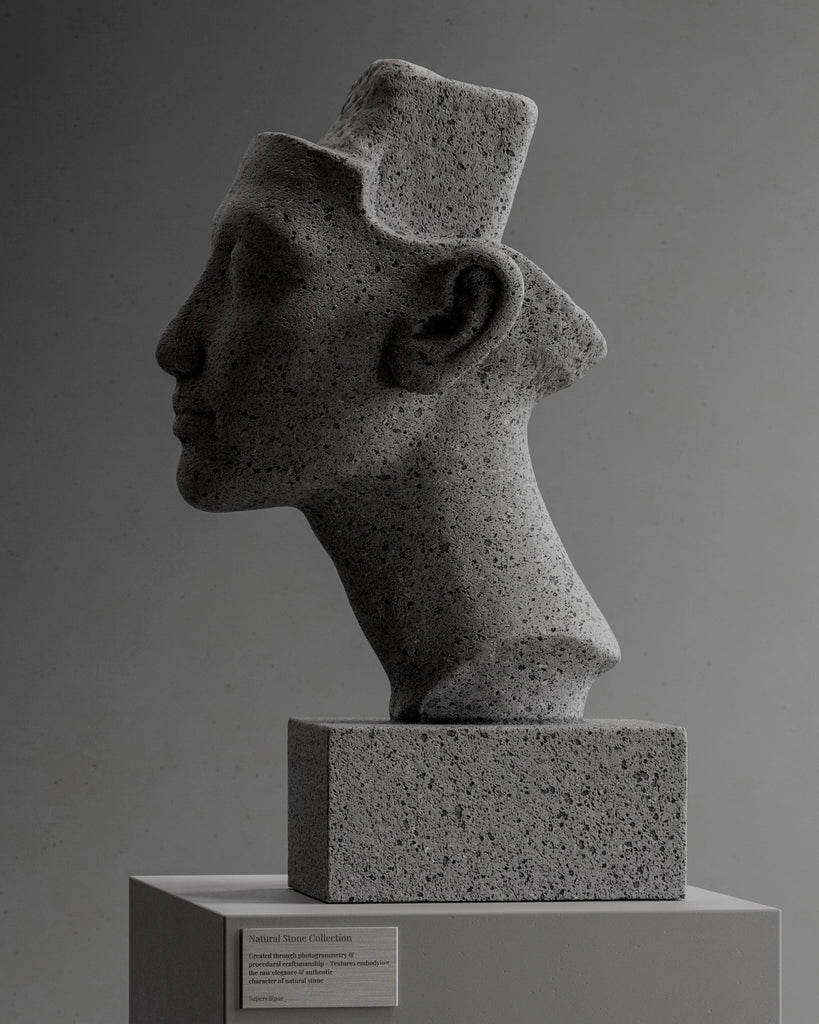 Vesicular Basalt Stone Light Grey PBR Texture - Example Scene Visualization | Superellipse