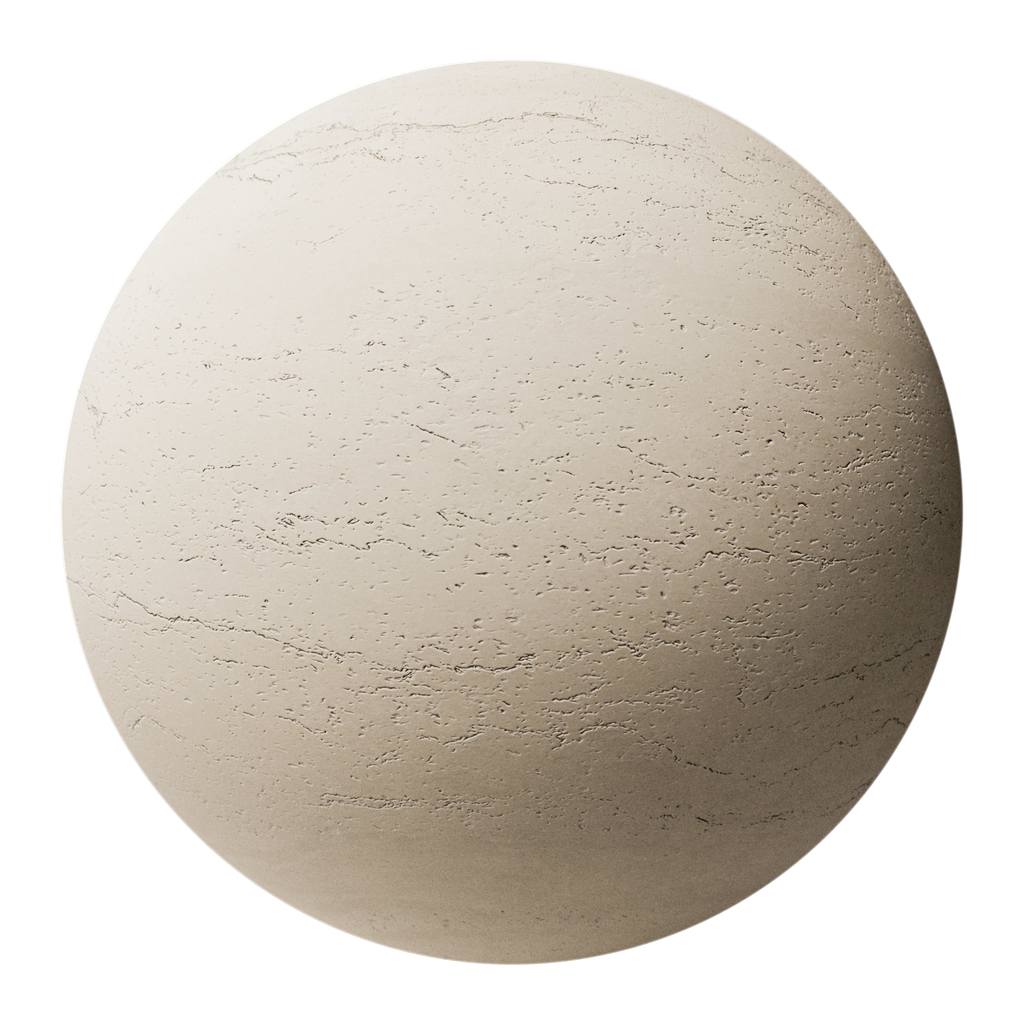 Matte Fine Travertine Unfilled PBR Texture - Sphere Swatch Preview | Superellipse