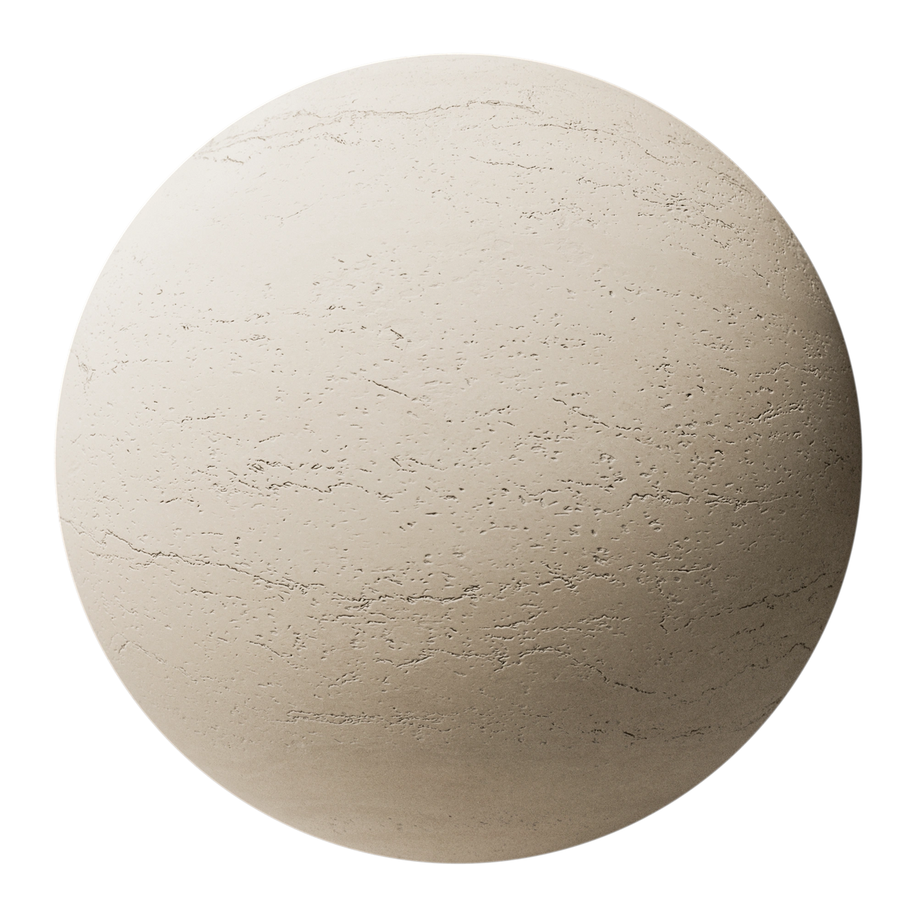 Matte Fine Travertine Unfilled PBR Texture - Sphere Swatch Preview | Superellipse