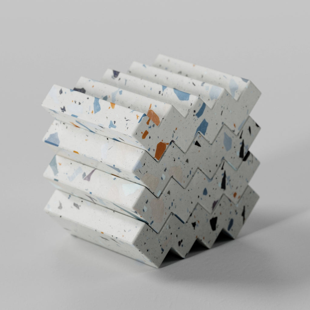 White Ceramic Terrazzo Mixed Aggregates PBR Texture - Example Scene Visualization | Superellipse