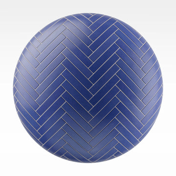 Herringbone Matte Royal Blue Tile PBR Texture - Sphere Swatch Preview | Superellipse