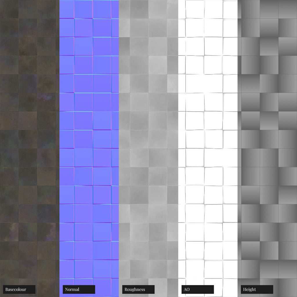 Oxidised Stainless Steel Square 3D Metal Panel PBR Texture - Example Scene Visualization | Superellipse