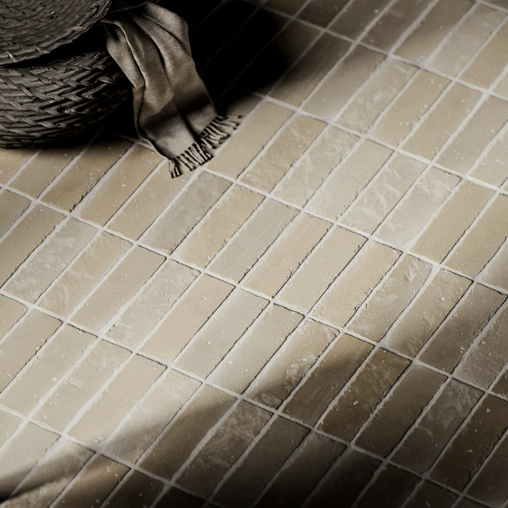 Terracotta Worn Rustic Yellow Brick Tile PBR Texture - Example Scene Visualization | Superellipse