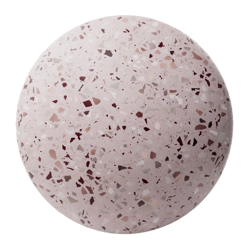 Pink Ceramic Terrazzo Rose Tinted Aggregates PBR Texture - Sphere Swatch Preview | Superellipse