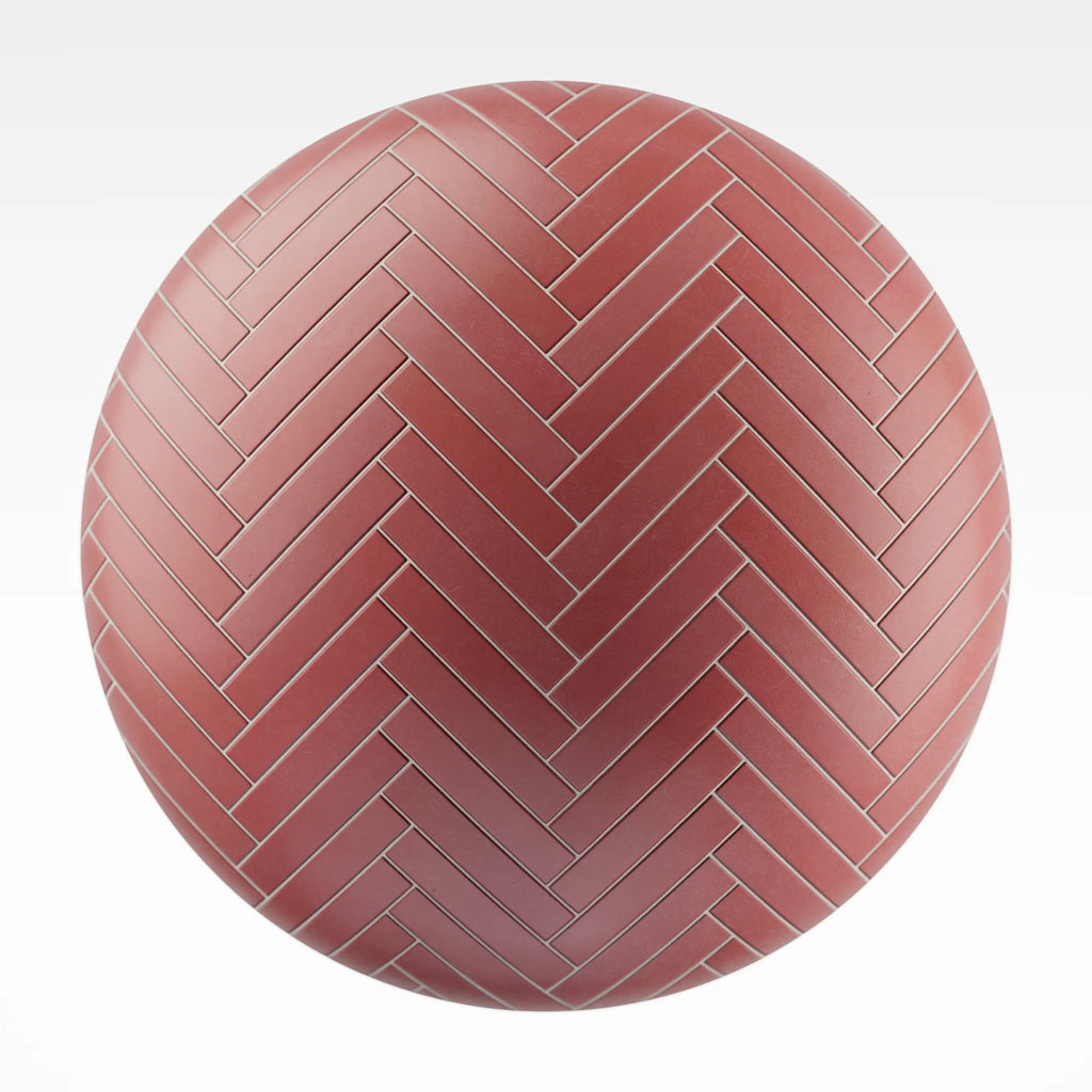 Herringbone Rose Velvet Matte Tile PBR Texture - Sphere Swatch Preview | Superellipse