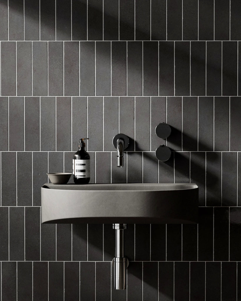 Zellige Charcoal Grey Offset Tile PBR Texture - Example Scene Visualization | Superellipse