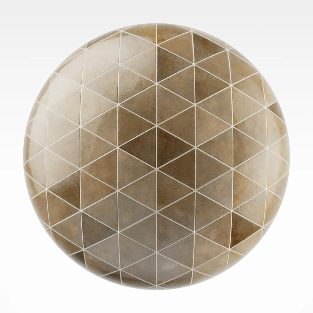 Zellige Sandstone Triangular Tile PBR Texture - Sphere Swatch Preview | Superellipse