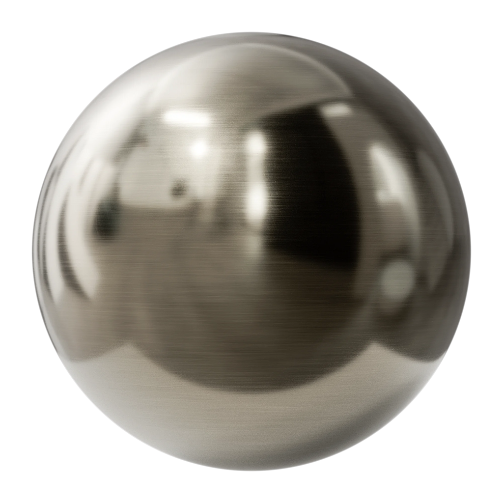 Fine Linear Brushed Nickel Metal PBR Texture - Sphere Swatch Preview | Superellipse
