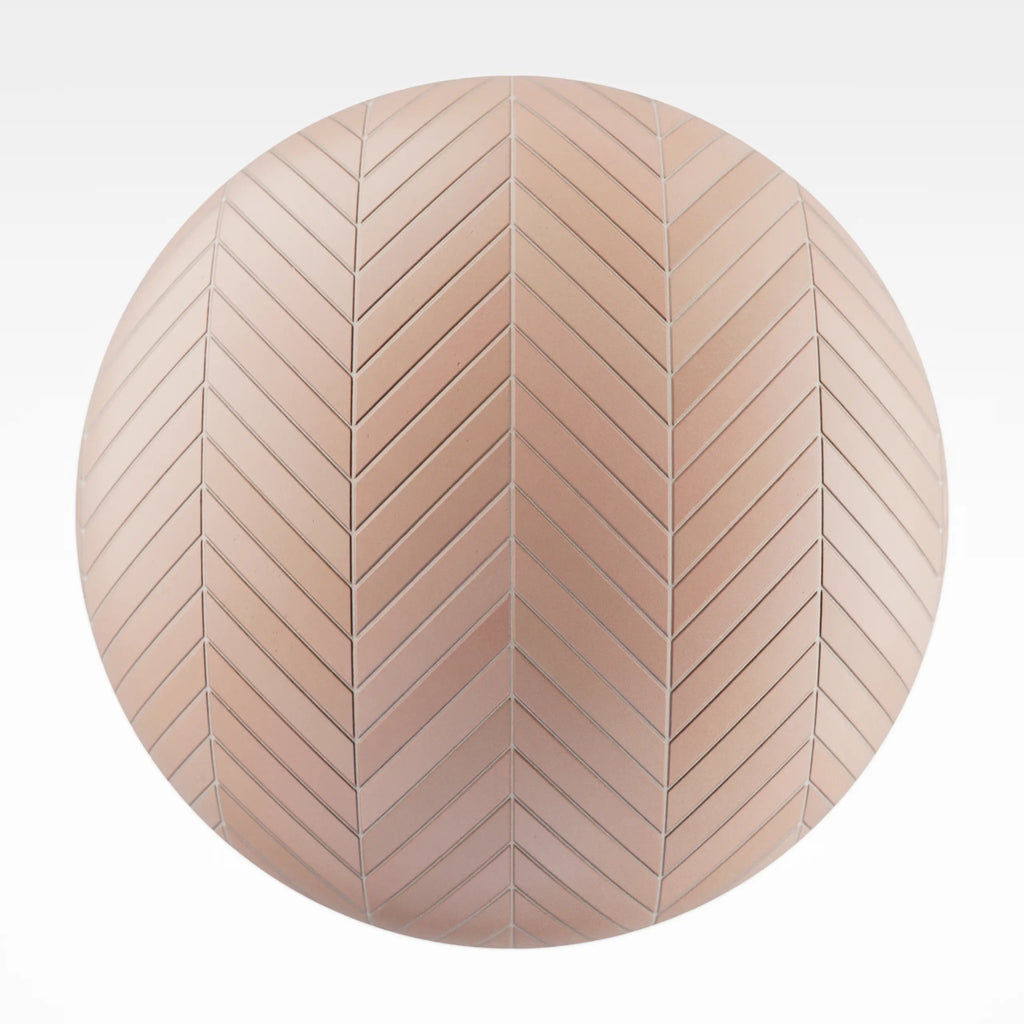 Chevron Flamingo Matte Porcelain Tile PBR Texture - Sphere Swatch Preview | Superellipse