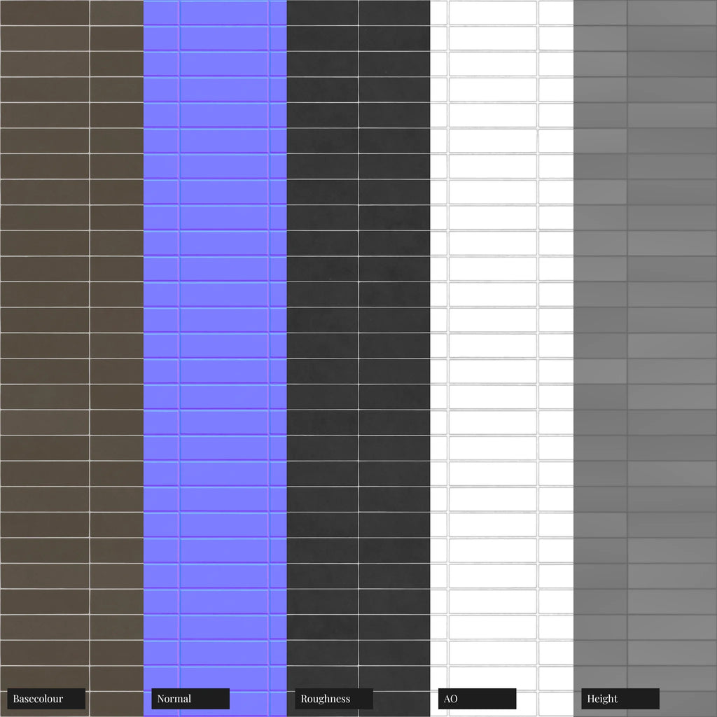 Stacked Matte Martini Olive Tile PBR Texture - Example Scene Visualization | Superellipse