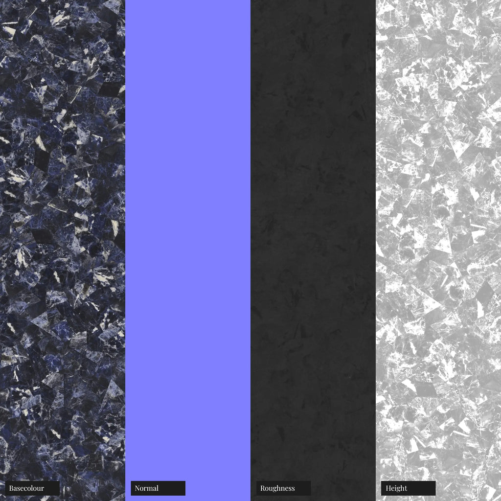 Sodalite Blue Honed Granite Slab PBR Texture - Example Scene Visualization | Superellipse