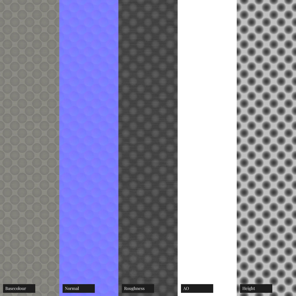 Geometric Pattern Milled Aluminium Metal PBR Texture - Example Scene Visualization | Superellipse