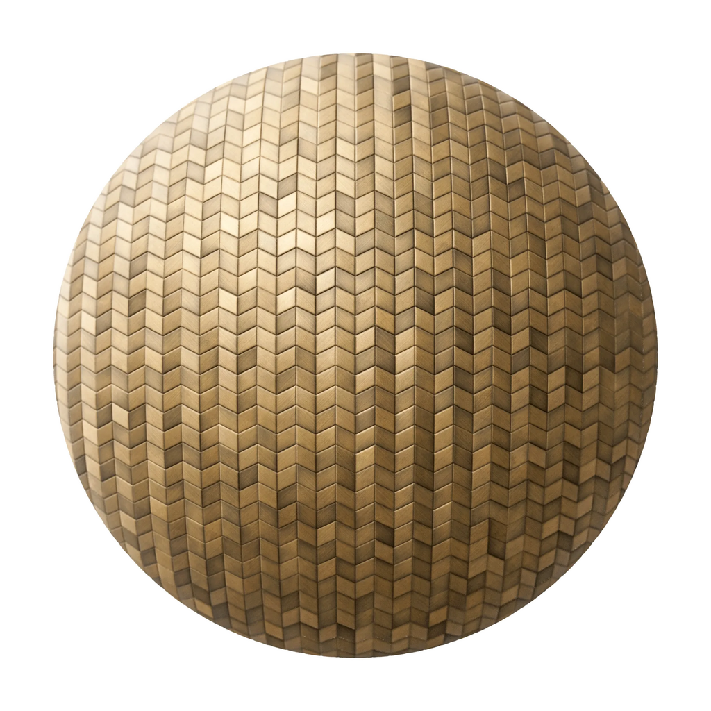 Rhombus Oxidised Brass 3D Metal Panel PBR Texture - Sphere Swatch Preview | Superellipse