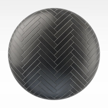 Herringbone Matte Graphite Tile PBR Texture - Sphere Swatch Preview | Superellipse