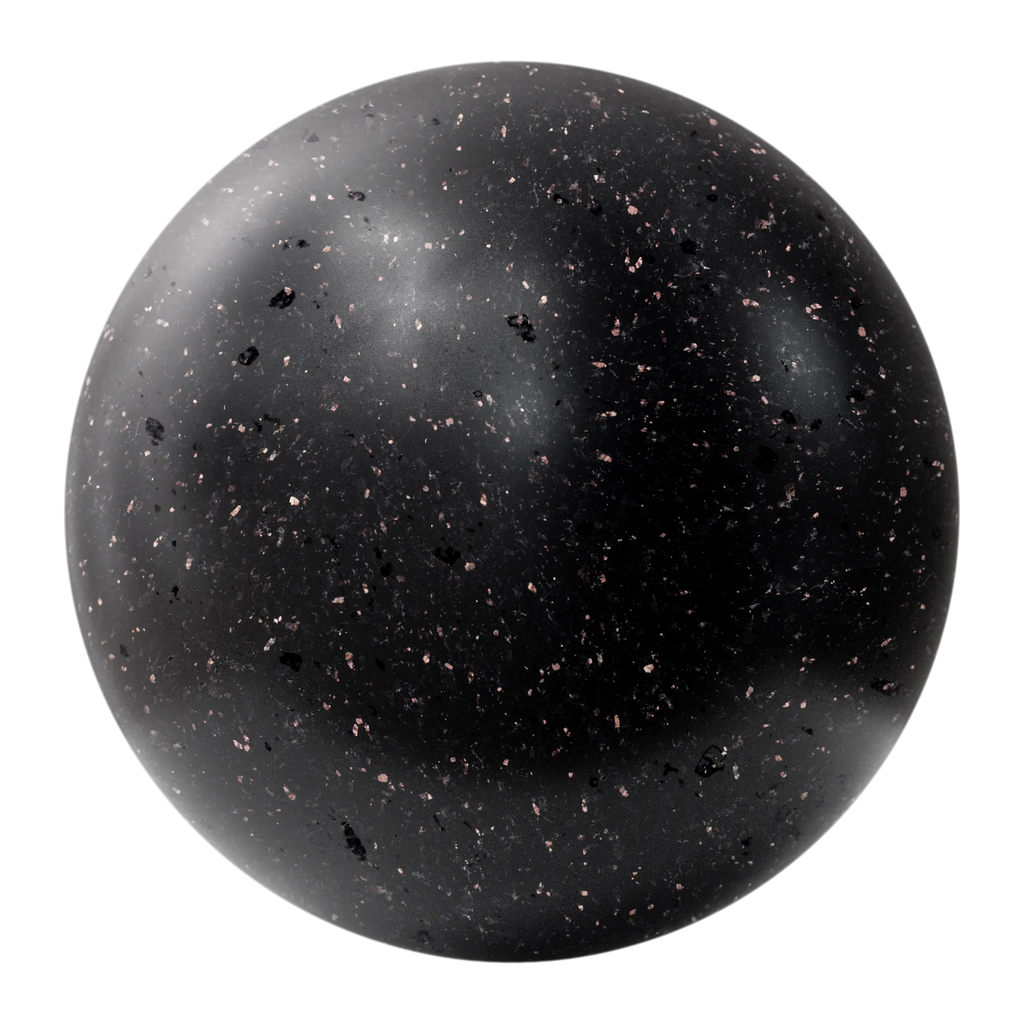 Star Galaxy Black Polished Granite Slab PBR Texture - Sphere Swatch Preview | Superellipse