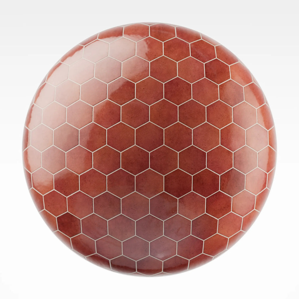 Hoxton Fire Red Hex Tile PBR Texture - Sphere Swatch Preview | Superellipse