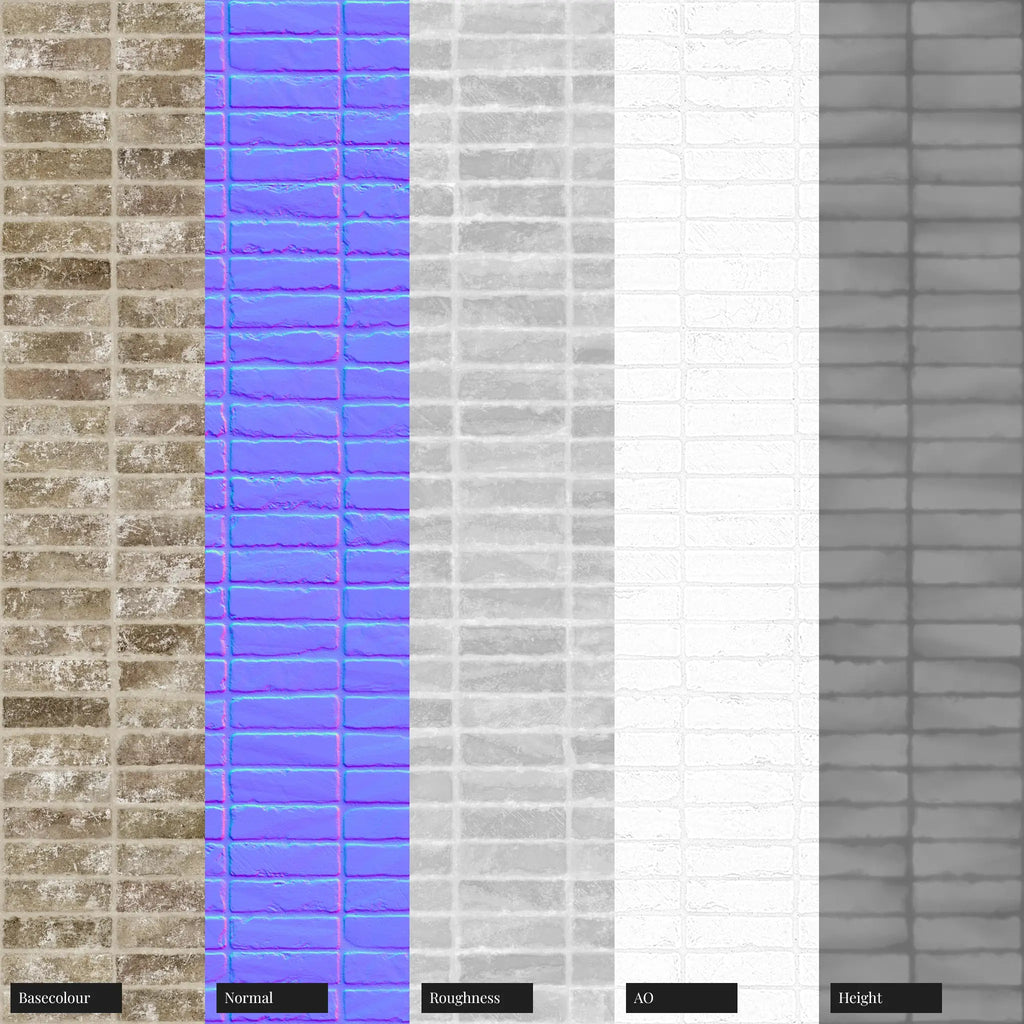 Reclaimed Edwardian Brick Stack Bond PBR Texture - Example Scene Visualization | Superellipse