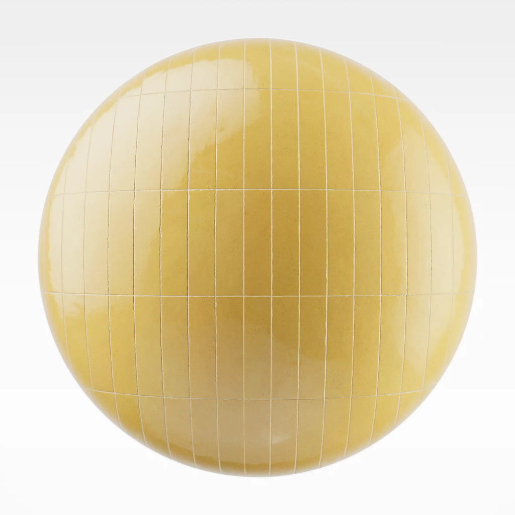 Zellige Yellow Vertical Subway Tile PBR Texture - Sphere Swatch Preview | Superellipse