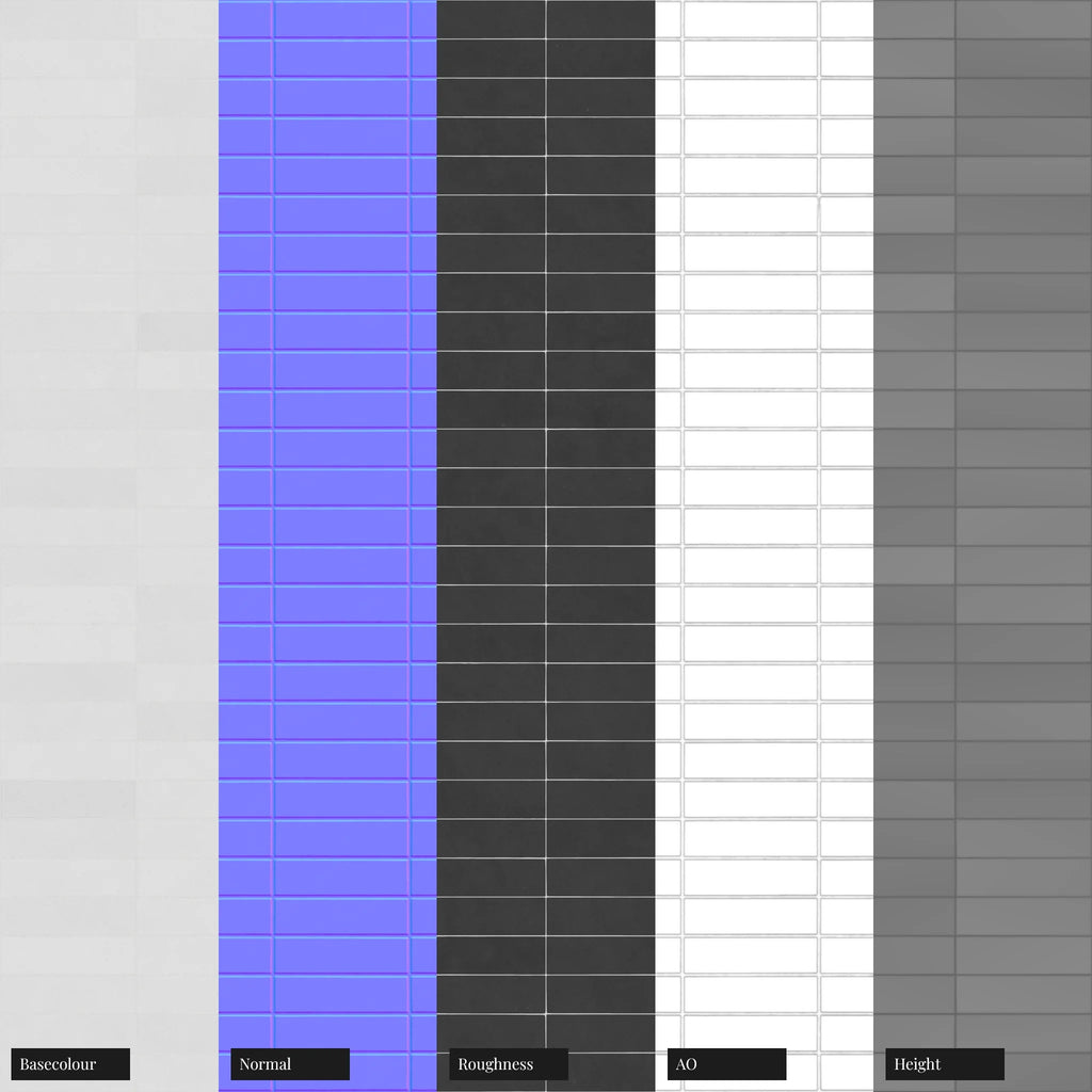 Stacked Matte Cotton White Tile PBR Texture - Example Scene Visualization | Superellipse