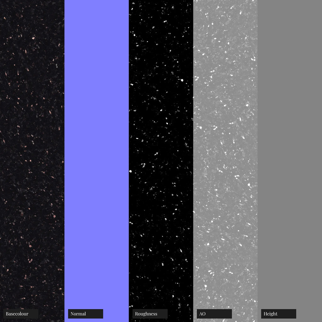 Star Galaxy Black Polished Granite Slab PBR Texture - Example Scene Visualization | Superellipse