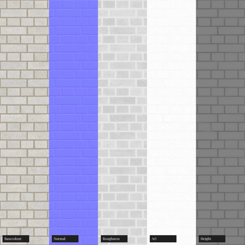 White Ash Specked English Bond Brick PBR Texture - Example Scene Visualization | Superellipse