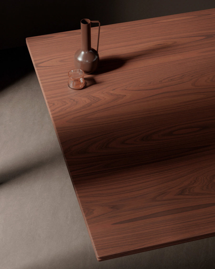 Rosewood Crown Cut Oiled Veneer Wood PBR Texture - Example Scene Visualization | Superellipse