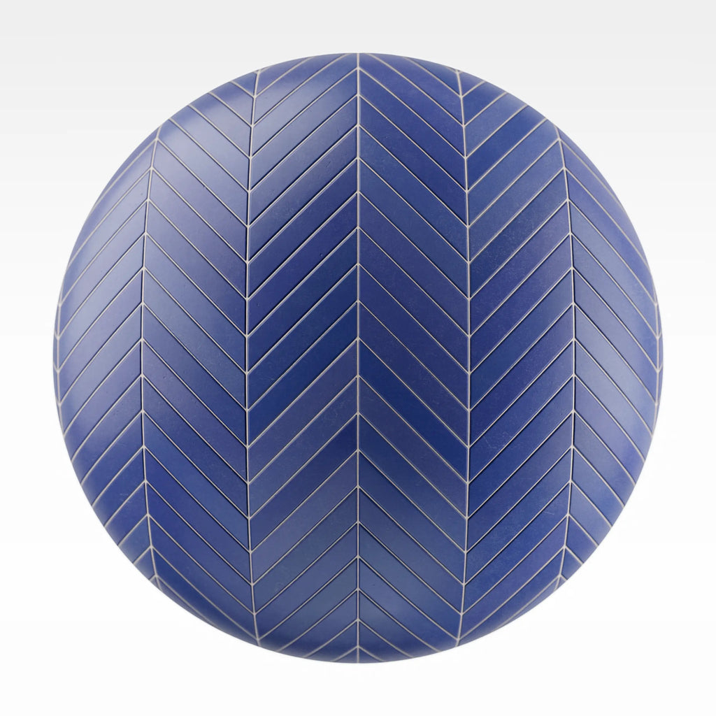 Chevron Matte Royal Blue Tile PBR Texture - Sphere Swatch Preview | Superellipse