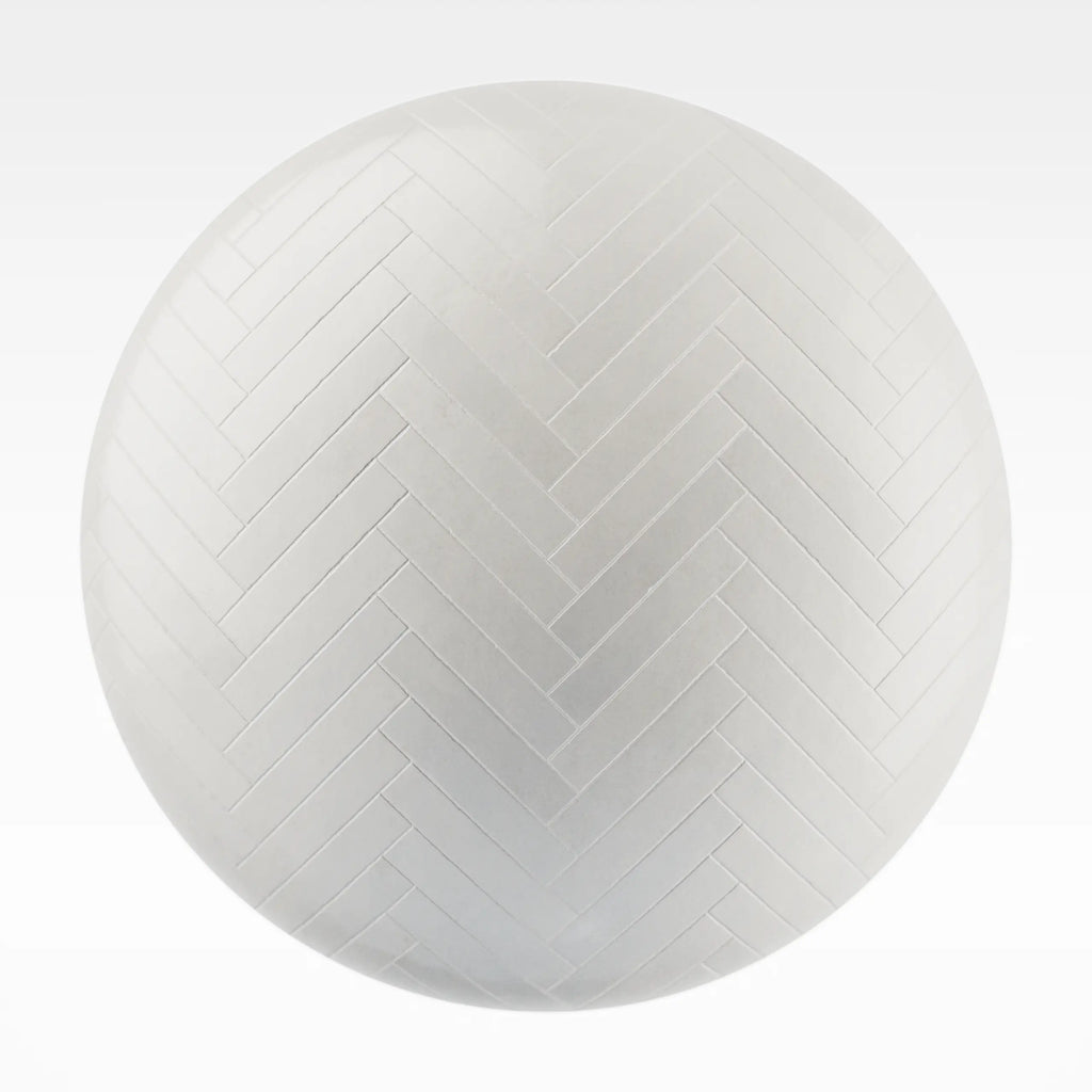Zellige Ivory Herringbone Tile PBR Texture - Sphere Swatch Preview | Superellipse