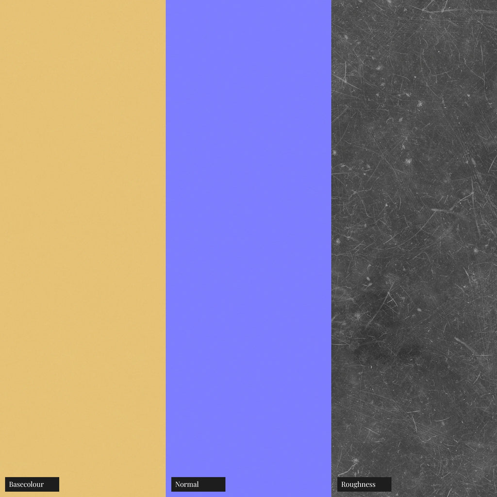 Dusky Citron Yellow Heavily Damaged Plastic PBR Texture - Example Scene Visualization | Superellipse