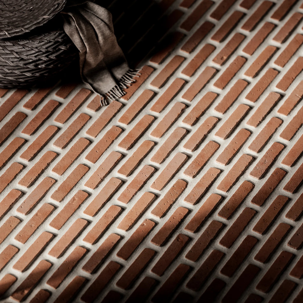 Terracotta Offset Finger Tile PBR Texture - Example Scene Visualization | Superellipse