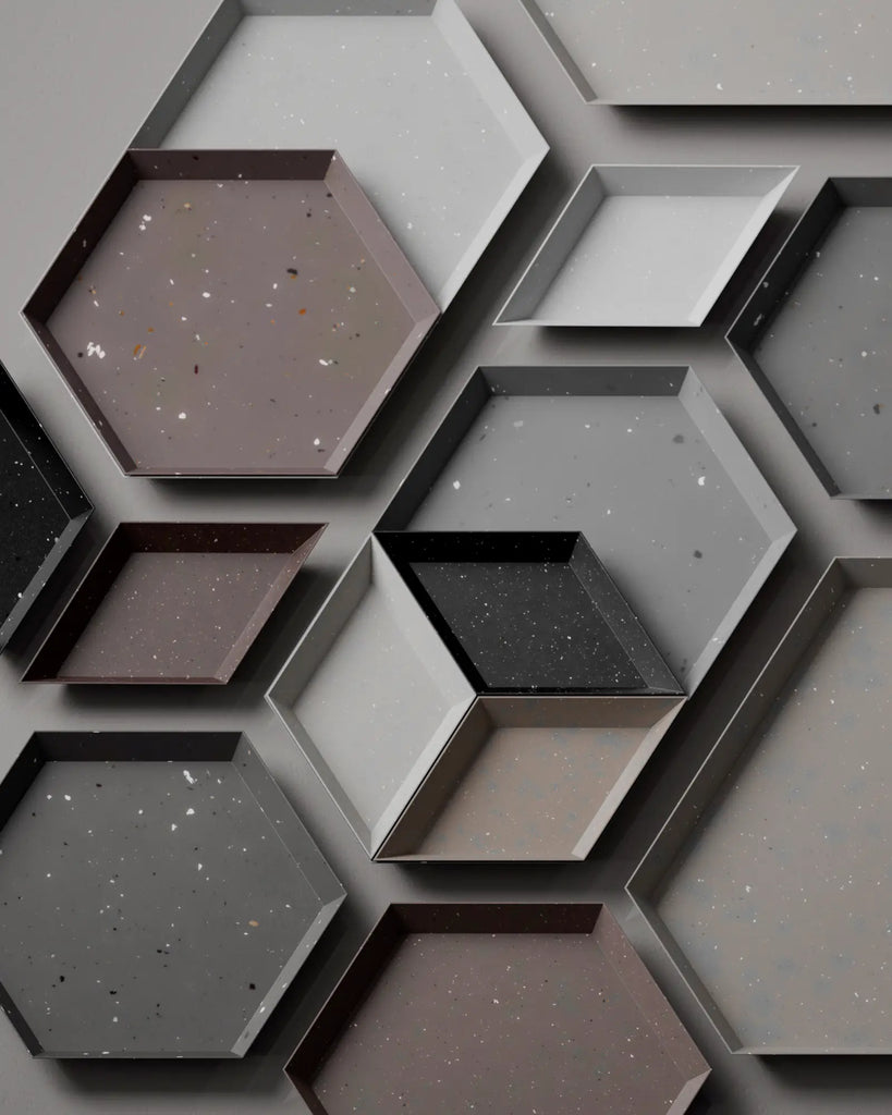 Deep Cocoa Recycled Terrazzo Plastic Small PBR Texture - Example Scene Visualization | Superellipse