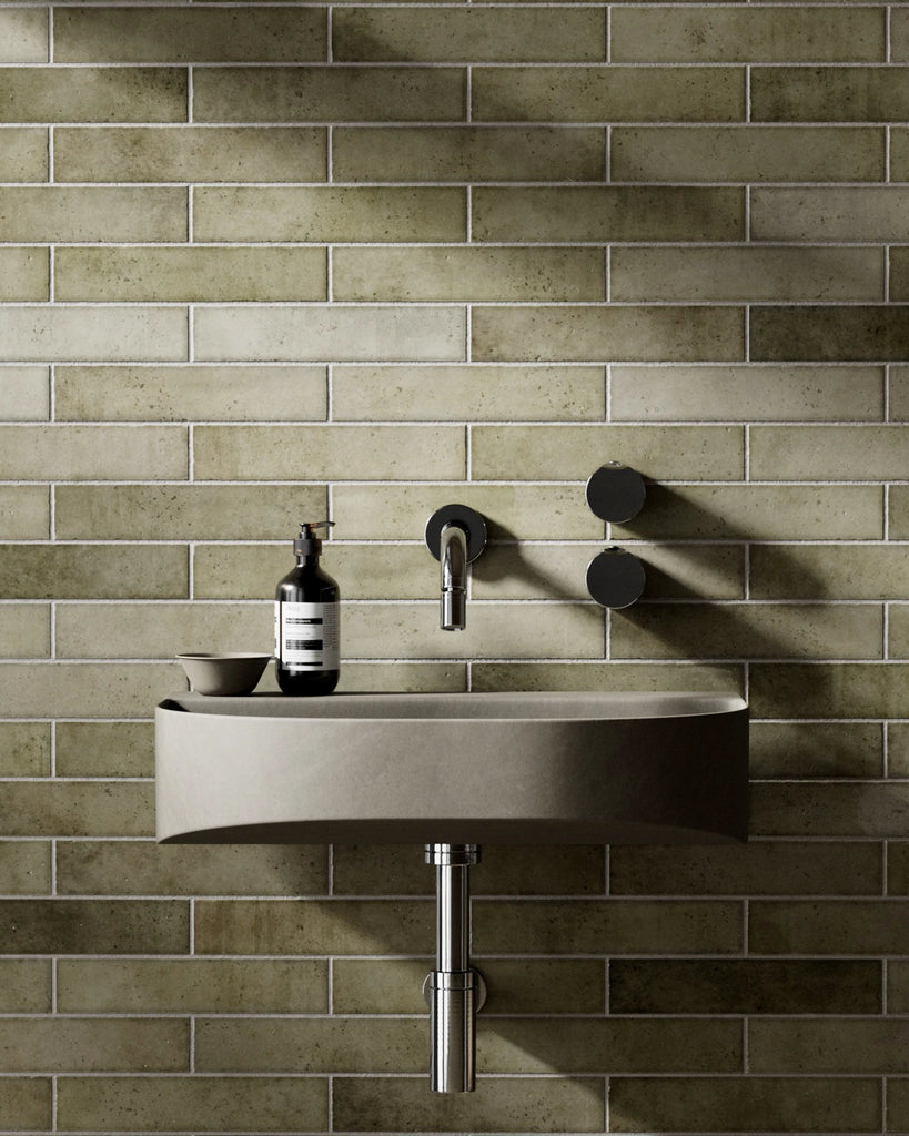 Hoxton Olive Garden Brickbond Tile PBR Texture - Example Scene Visualization | Superellipse