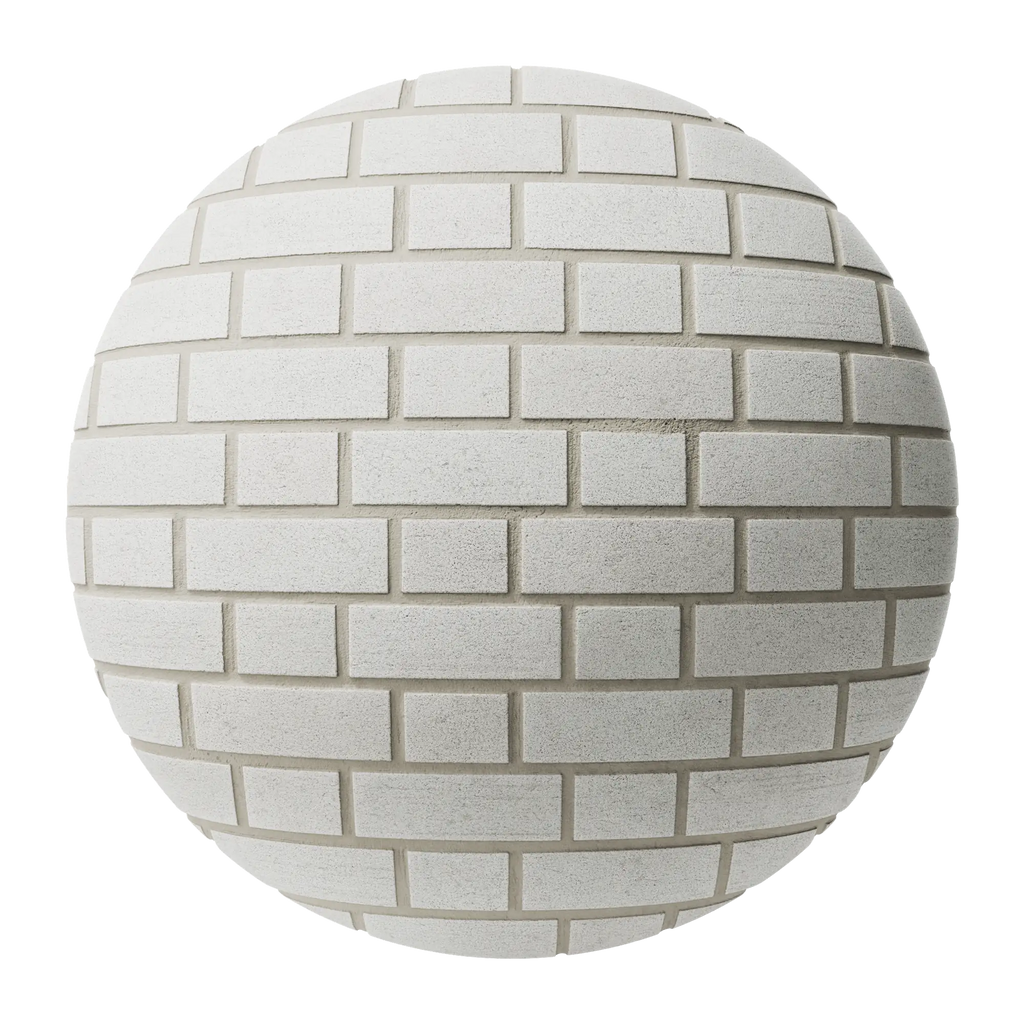 White Ash Specked Flemish Bond Brick PBR Texture - Sphere Swatch Preview | Superellipse