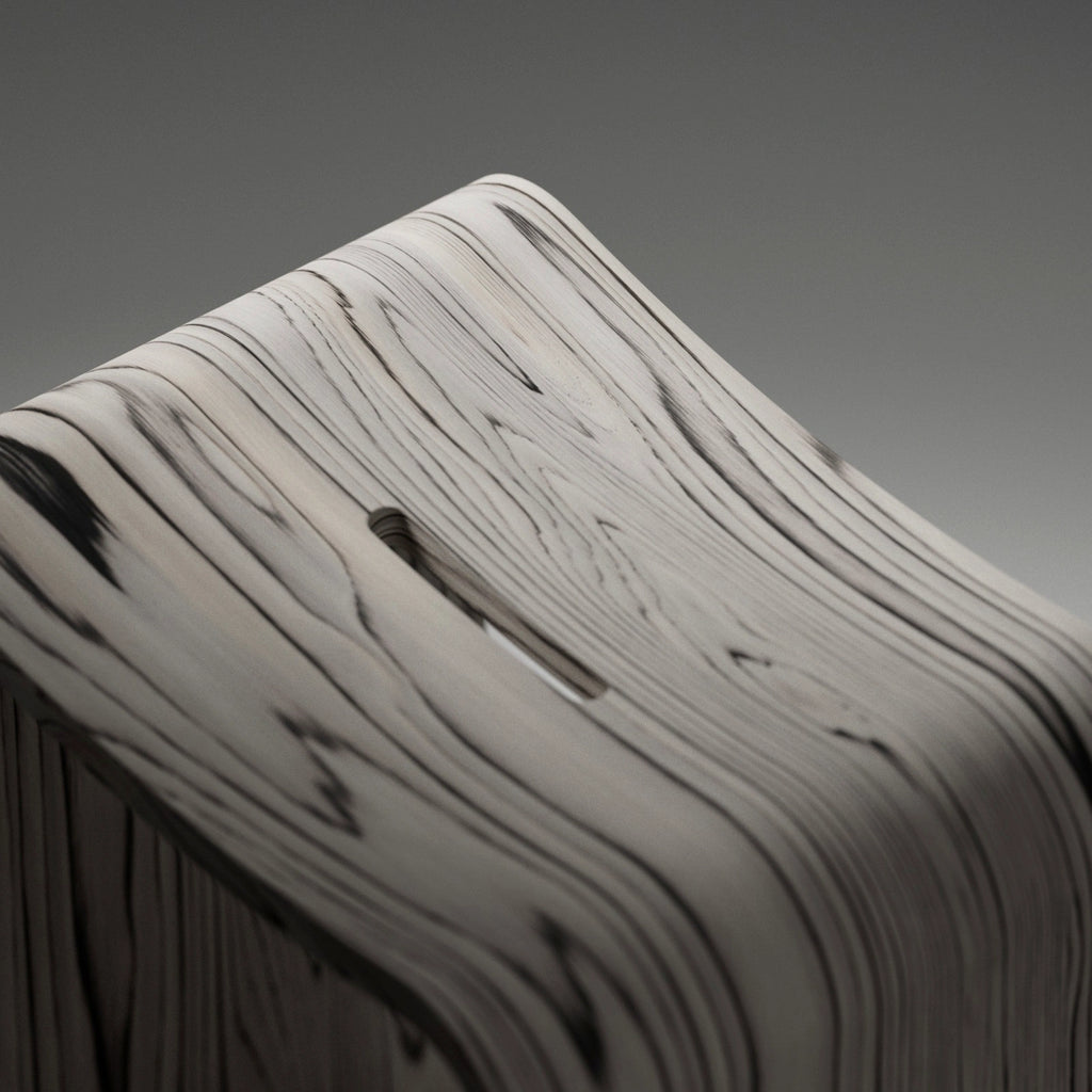 Sottsass White Dyed Wood Veneer PBR Texture - Example Scene Visualization | Superellipse