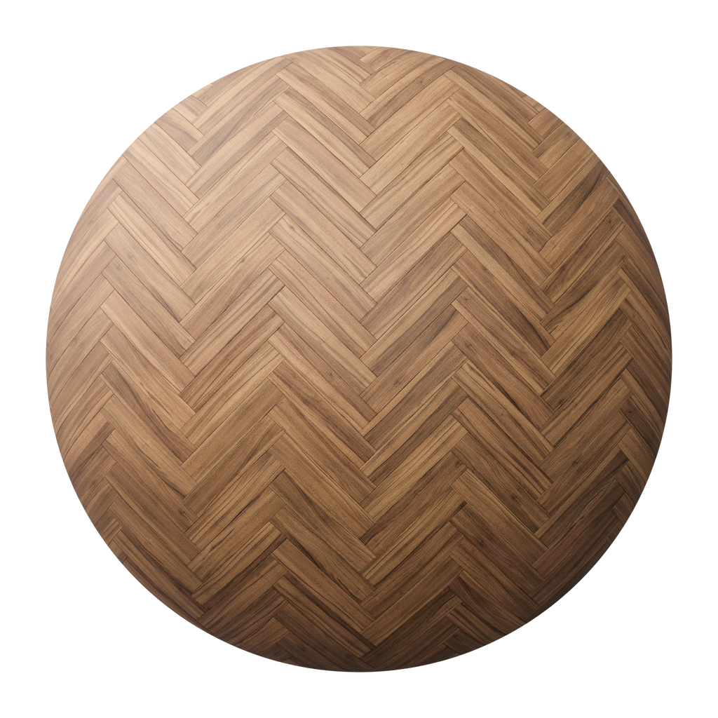 Teak Herringbone Parquet Wood Floor PBR Texture - Sphere Swatch Preview | Superellipse