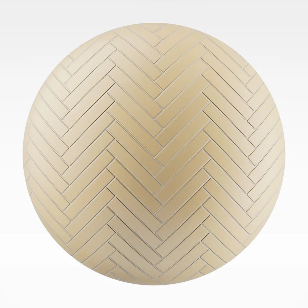 Herringbone Matte Sunlight Yellow Tile PBR Texture - Sphere Swatch Preview | Superellipse