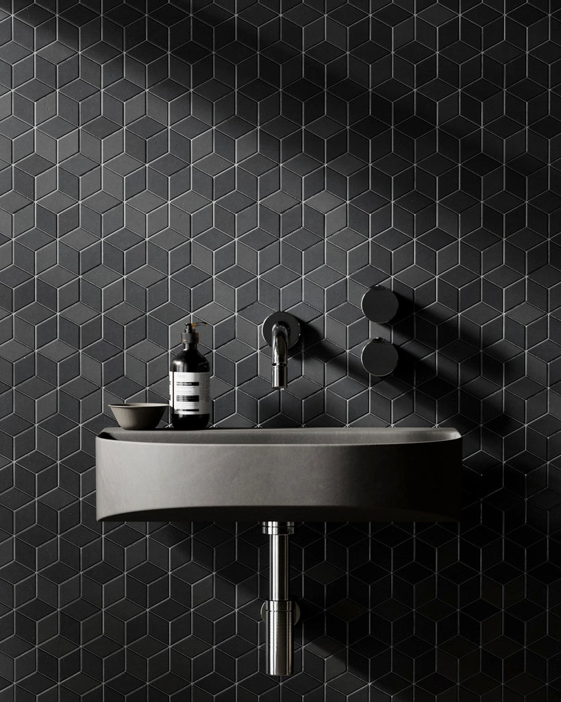 Diamond Matte Graphite Tile PBR Texture - Example Scene Visualization | Superellipse